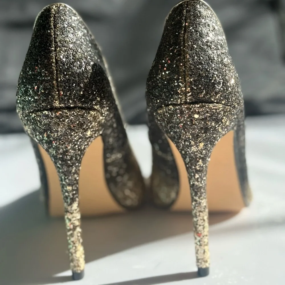 JustFab Sparkling Gold and Black Heels Size 9.5 - Picture 5 of 8